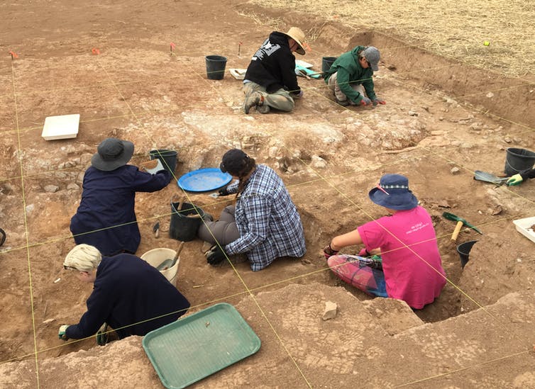 Uncovering the past at Baker's Flat. Photo: Susan Arthure, author provided