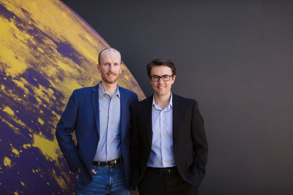 Myriota co-founders David Haley and Alex Grant at Lot Fourteen in Adelaide. Picture: Rosina Possingham.