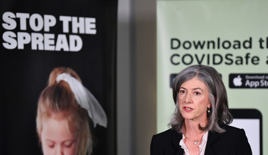 SA Chief Public Health Officer Dr Nicola Spurrier at a previous media conference. Photo: David Mariuz / AAP