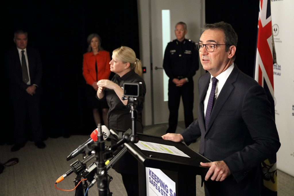 Steven Marshall addressing media today. Photo: Tony Lewis / InDaily