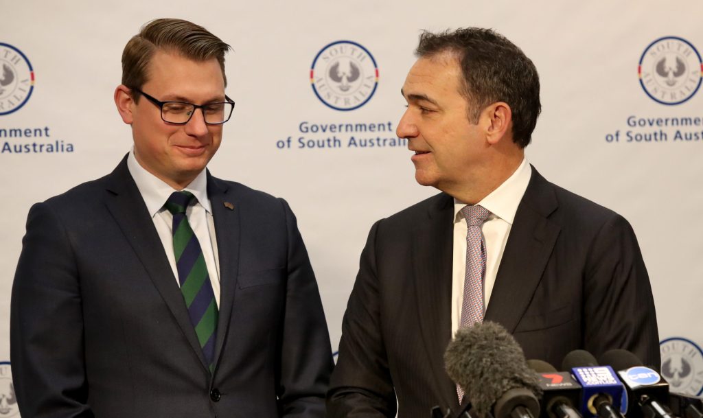 Stephan Knoll is causing headaches for Premier Steven Marshall. Photo: AAP/Kelly Barnes