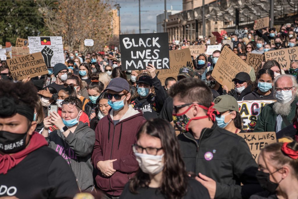 Thousands attended a Black Lives Matter protest in Adelaide on Saturday. Photo: Oliver Haynes / SOPA Images/Sipa USA)