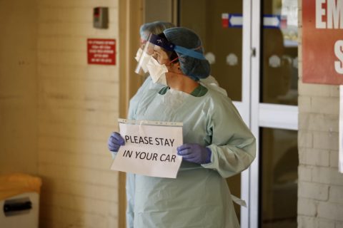 Drive-through COVID-19 testing at the Repat hospital began in March. Photo: Tony Lewis/InDaily