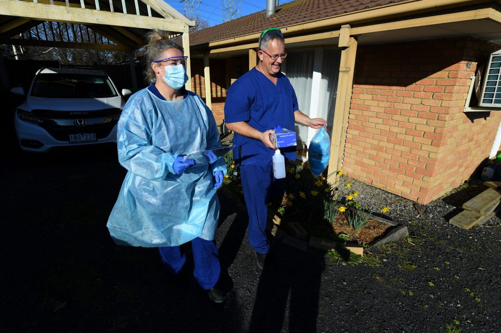 COVID-19 tests are being undertaken at homes across 36 Melbourne suburbs. Photo: AAP/James Ross