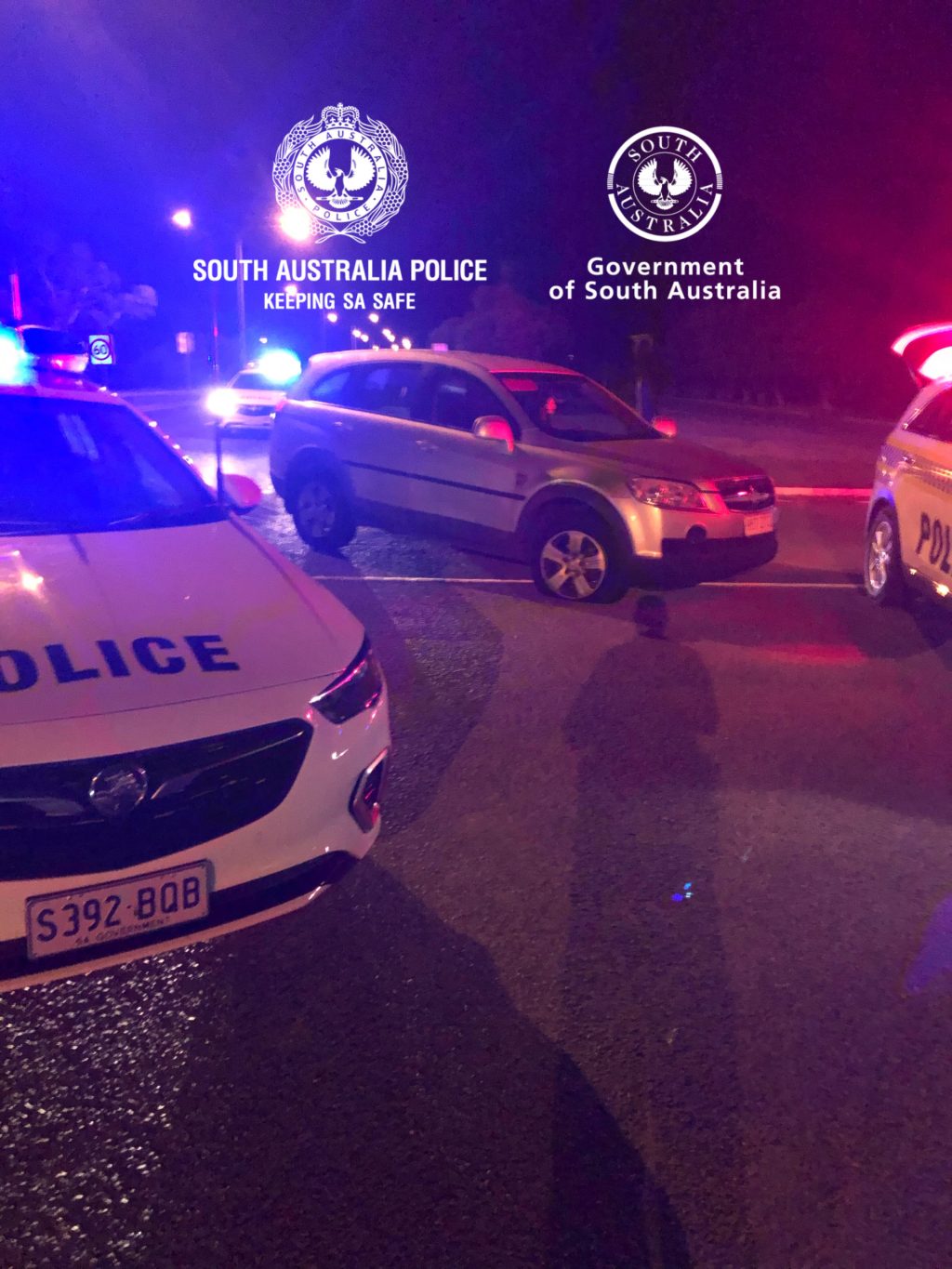 The chase from the Victorian border stopped only after one car was spiked at Tailem Bend. Photo: SA Police