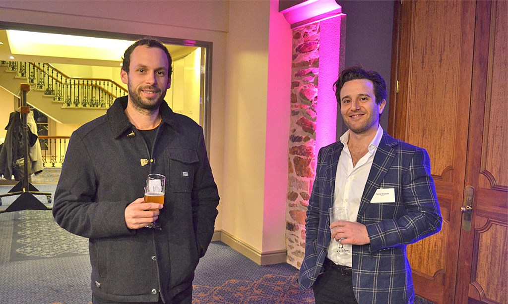 40 Under 40 alumni Sacha La Forgia from Adelaide Hills Distillery (left) and Sprout co-founder Themis Chryssidis at the Town Hall workshop last week.