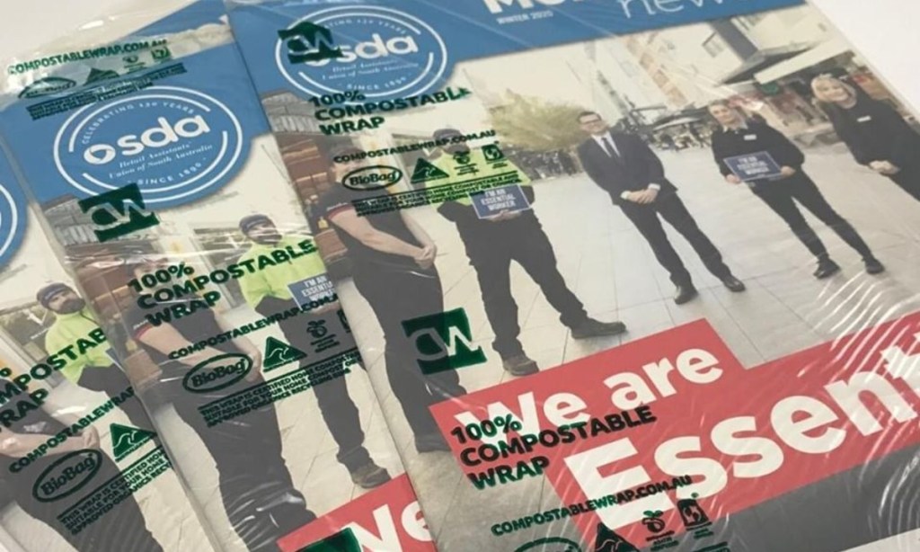 Thumbnail for Compostable cucumber wrap adapted for magazines