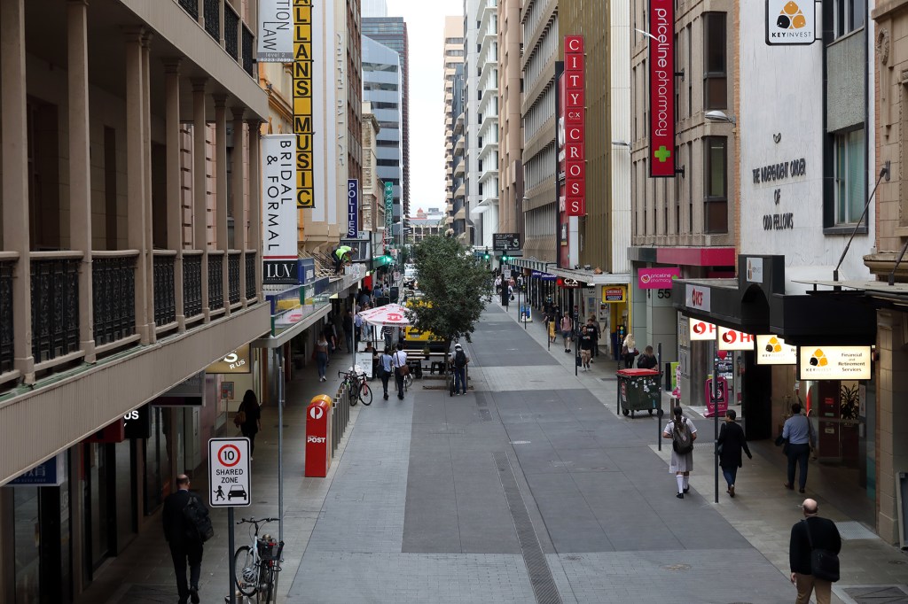 A quiet Gawler Place, just off Rundle Mall, in March. Photo: Tony Lewis / InDaily