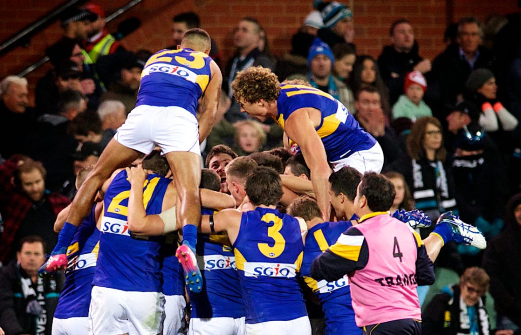 West Coast has tasted finals success at Adelaide Oval in the past, defeating the Power in an extra-time preliminary final in 2017 before going on to win the grand final against Collingwood the following week. Photo: Michael Errey / InDaily
