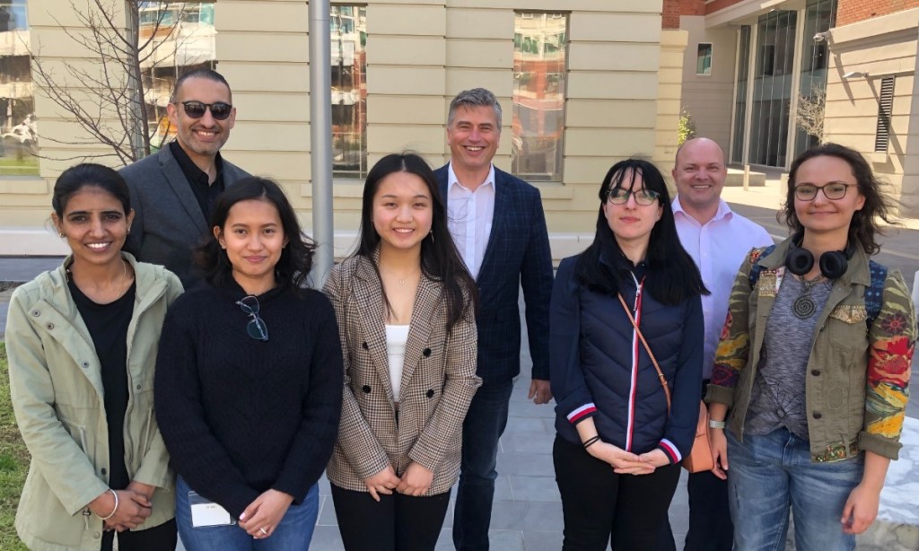 The Link4 team including (Back L-R) CTO Sam Hassan, CEO Robin Sands, Sales Manager Andrew Bennett and the product, sales and marketing team. Image: supplied.