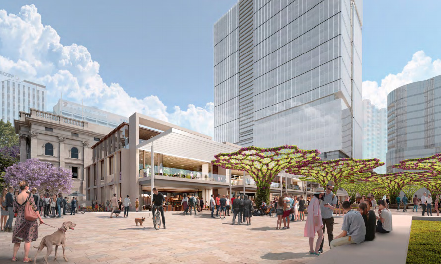 Walker Corp's plans for the retail complex and office tower at the Festival Plaza. Image: Johnson Pilton Walker