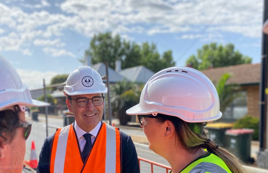Steven Marshall at the drilling works near South Rd today.