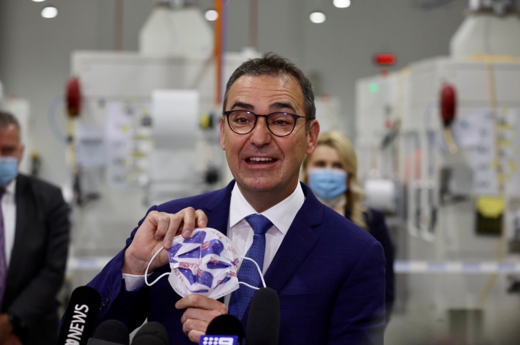 Premier Steven Marshall at Detmold this week. Photo: Tony Lewis/InDaily