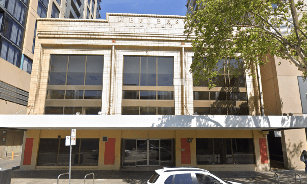 The current Metters building at 100 North Terrace, where a 17-storey Quest hotel building is being proposed.