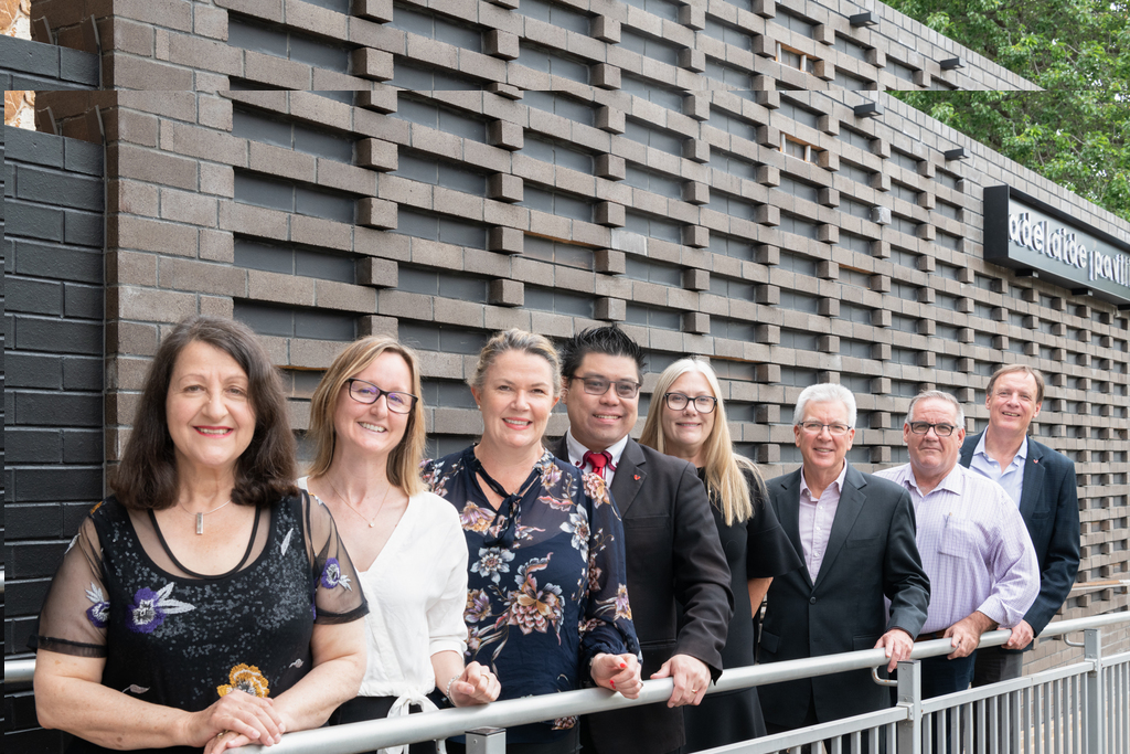 Volunteering SA&NT board (L-R) Evelyn O'Loughlin, Kate Preiss, Kristen Martins, Paul Liew, Ann-Marie Chamberlain, Simon Bennett, Andrew Turner and Mike Feszczak. Photo: supplied
