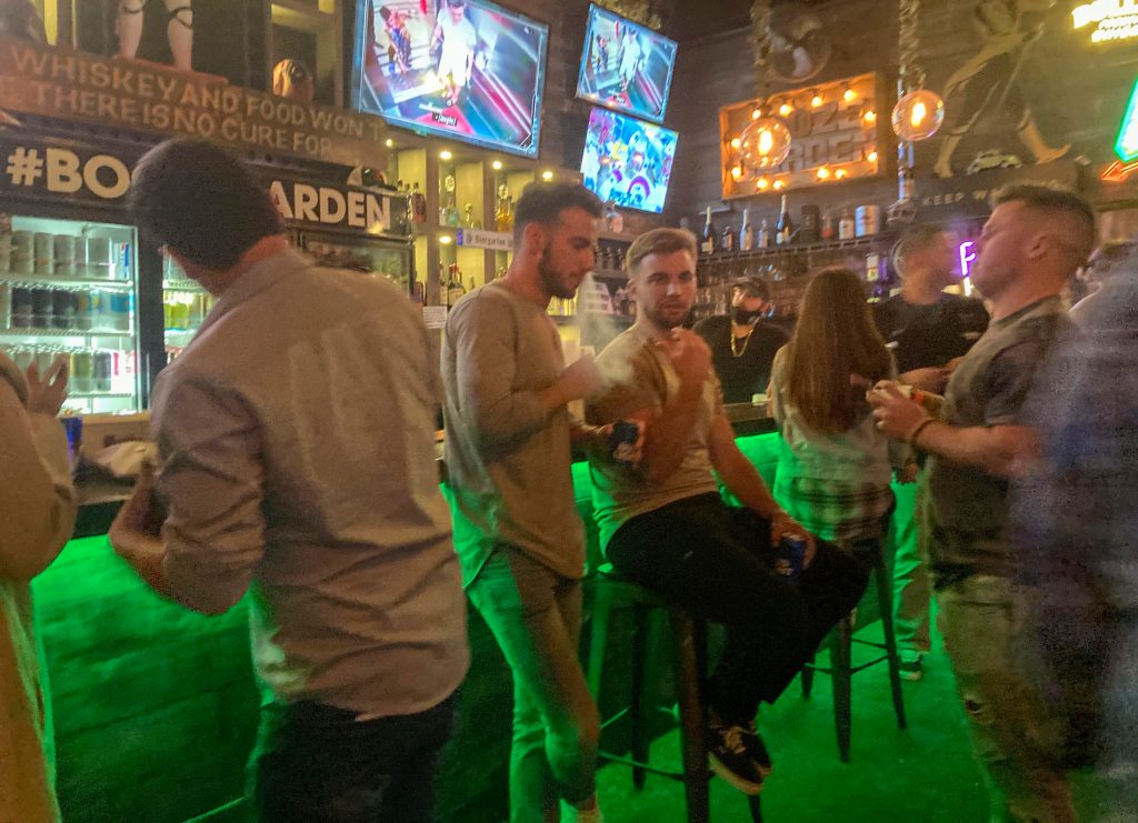 Top shelf: drinkers vertically consuming in anticipation of SA's jargon award. Photo supplied.