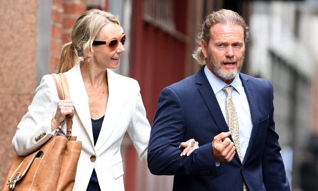 Actor Craig McLachlan, pictured with partner Vanessa Scammell, has been found not guilty of indecently assaulting and assaulting his former co-stars. Picture: Dan Himbrechts/AAP