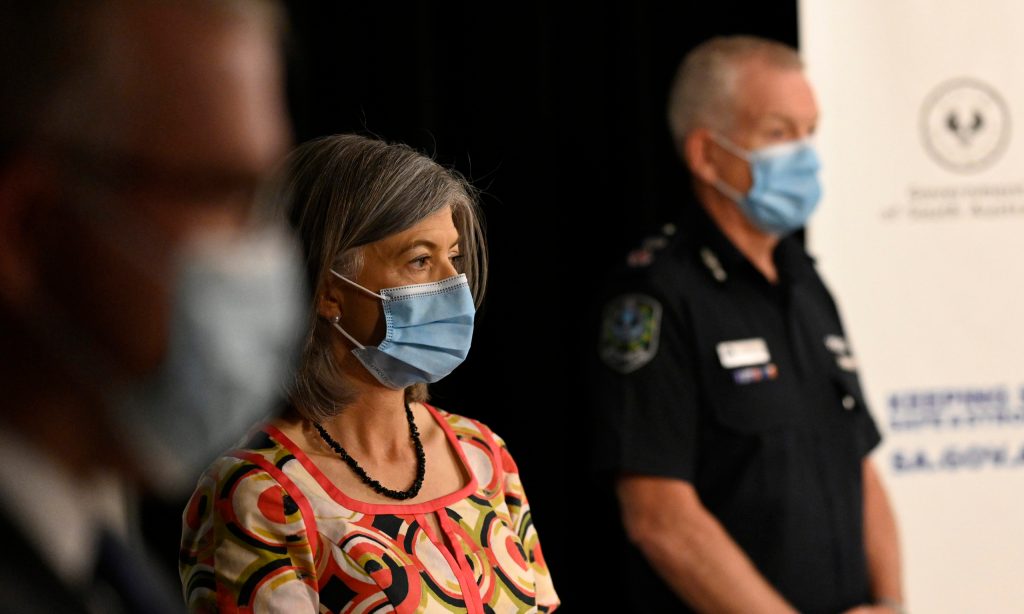 SA Chief Public Health Officer Professor Nicola Spurrier and Police Commissioner Grant Stevens. Photo: David Mariuz/AAP