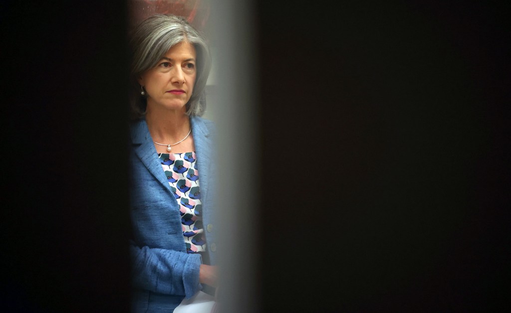 Professor Nicola Spurrier entering a media conference yesterday. Photo: Tony Lewis / InDaily