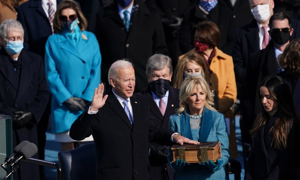 Joe Biden has been sworn in as the 46th President of the United States. Picture: Erin Schaff/EPA