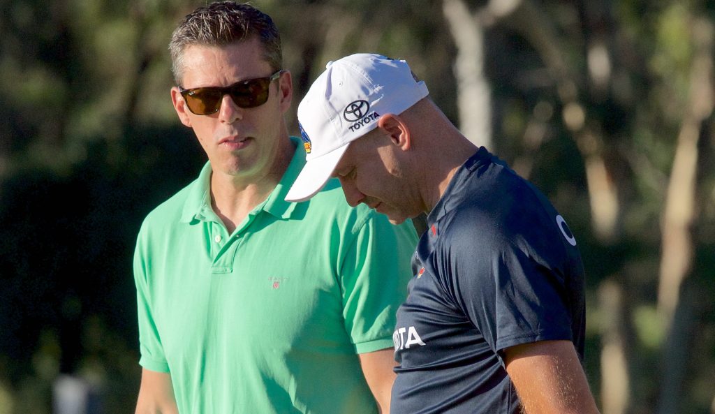 Andrew Fagan speaks to coach Matthew Nicks at training this month. Photo: Michael Errey / InDaily