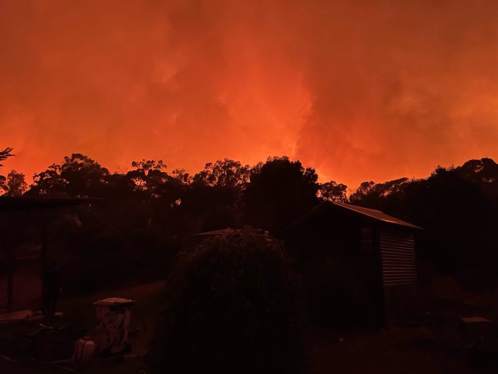The scene in Bradbury last night. Photo via Bev Langley.