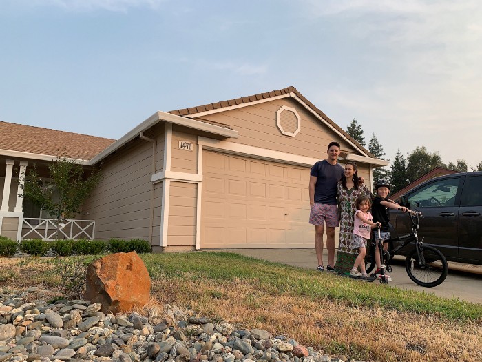 Andrew Montesi and his family on day one in Redding, California. 