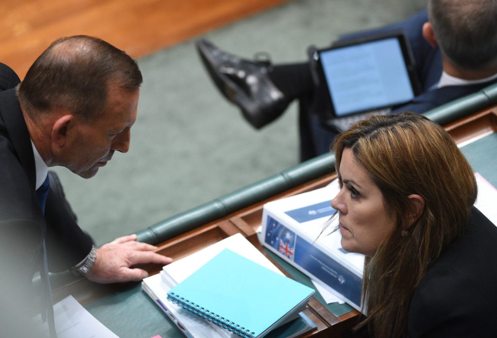 Peta Credlin as chief of staff to former LIberal Prime MInister Tony Abbott. Photo: AAP/Mick Tsikas