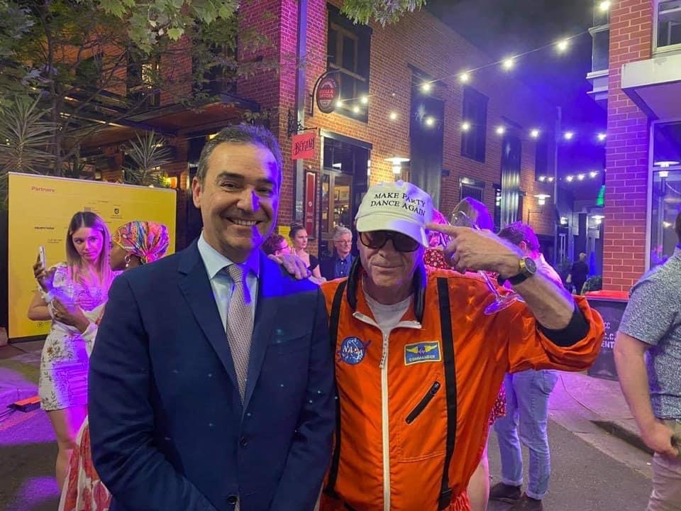 Premier Steven Marshall with Sugar nightclub owner and dancing advocate Driller Jet Armstrong. Photo: Facebook