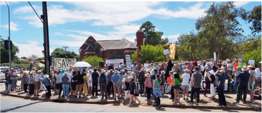 A rally at the Urrbrae gatehouse in January.
Photo: Ron Bellchambers