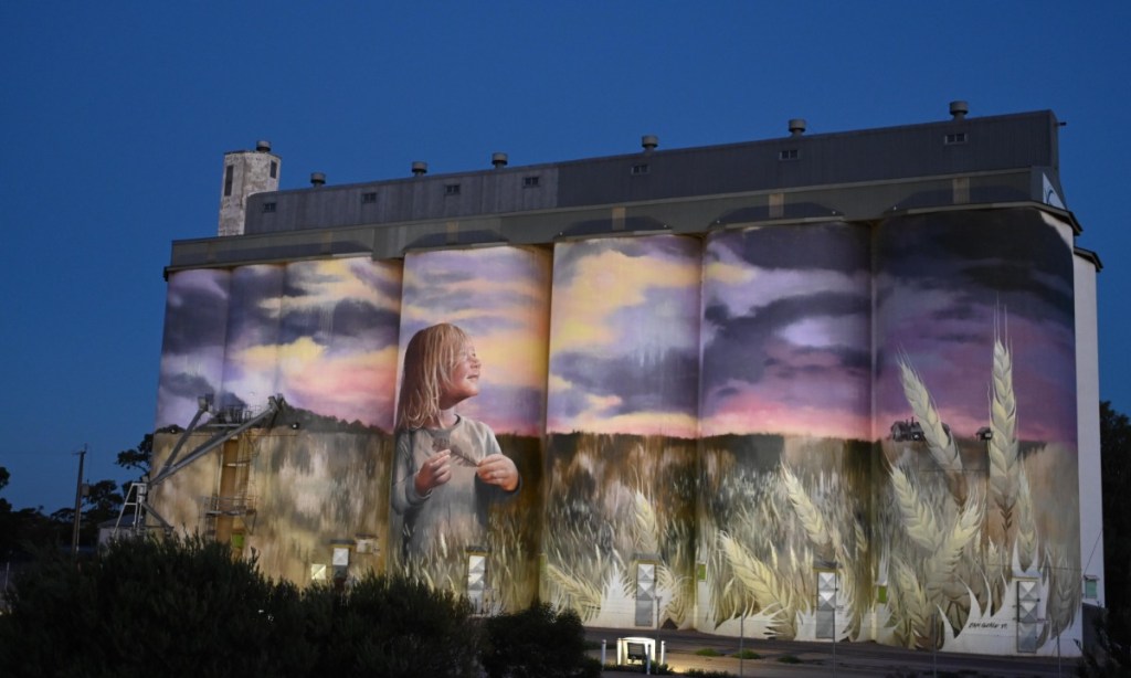 Silo art in Kimba greets visitors to the Eyre Peninsula farming town which was the 2021 Agricultural Town of the Year. Photo supplied