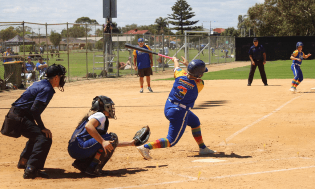 West Torrens played Walkerville in Softball South Australia's inaugural Pride Round. Photo: Robert Laidlaw