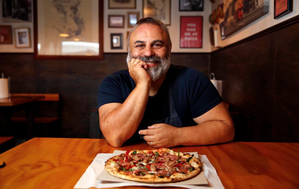 Rocco DeAngelis of Rocco’s Pizza at Kidman Park. Photo: Ben Kelly.