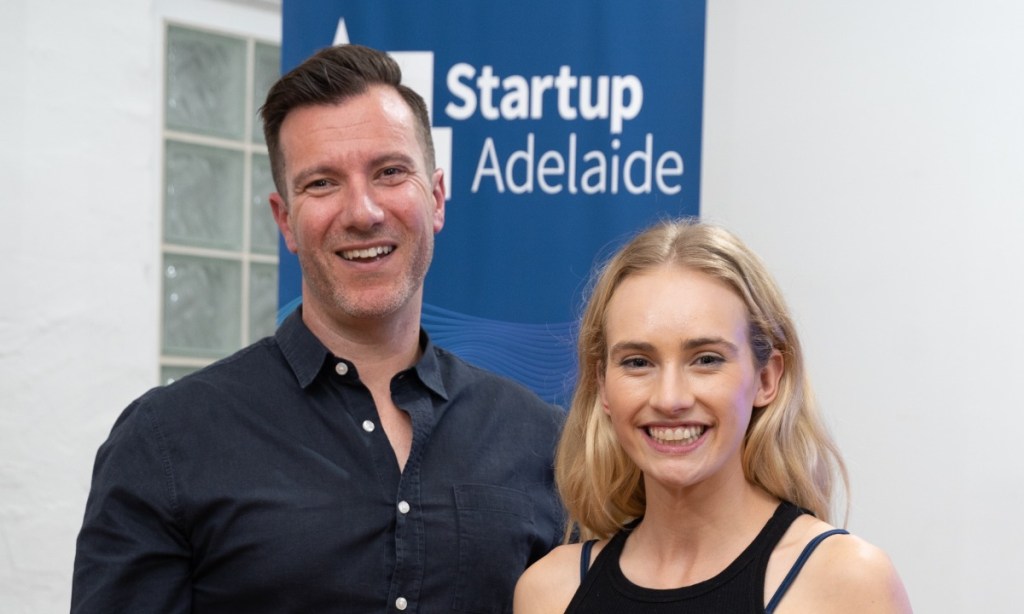 Startup Adelaide Managing Director Matt Anderson with Young Australian of the Year and Startup Adelaide member Isobell Marshall. Image: Bhbe Creative.