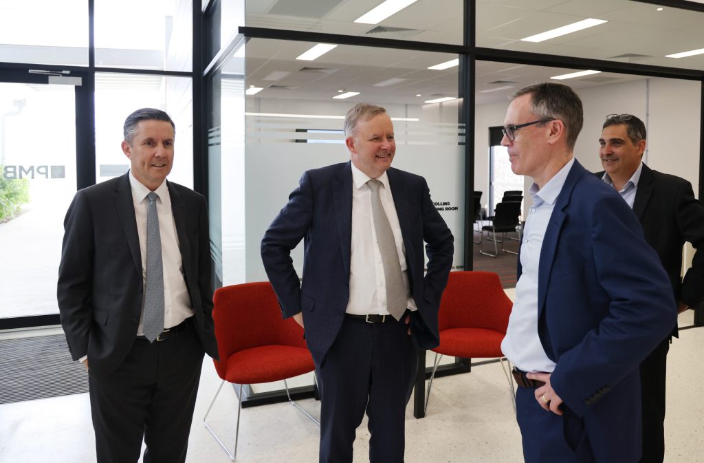Shadow health spokesperson Mark Butler (pictured left) has called for the federal government to establish stadium-style vaccine hubs (Photo: David Mariuz/AAP)