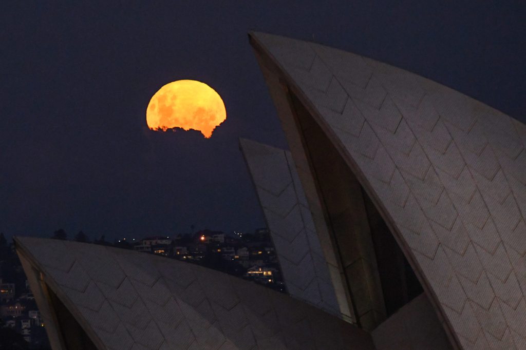 Thumbnail for Pink ‘supermoon’ lights up sky