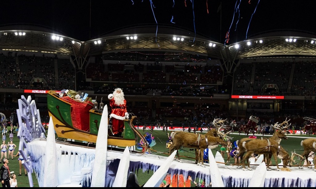Last year's ticketed Christmas Pageant at Adelaide Oval. Photo: National Pharmacies Christmas Pageant/Facebook
