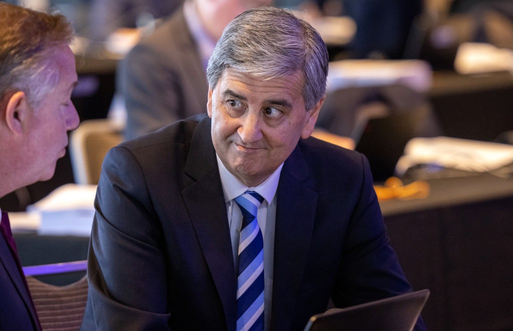 An unusually animated Rob Lucas talks to reporters at the budget lock-up. Photo: Tony Lewis / InDaily 