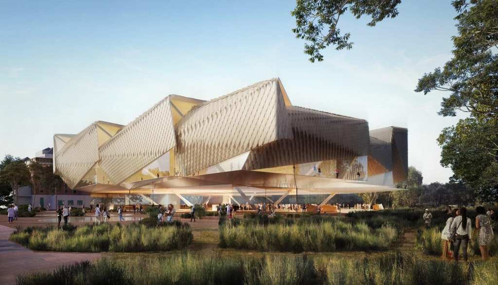 The latest concept design of the Aboriginal Art and Cultures Centre by Diller Scofidio + Renfro and Woods Bagot. Image: Supplied