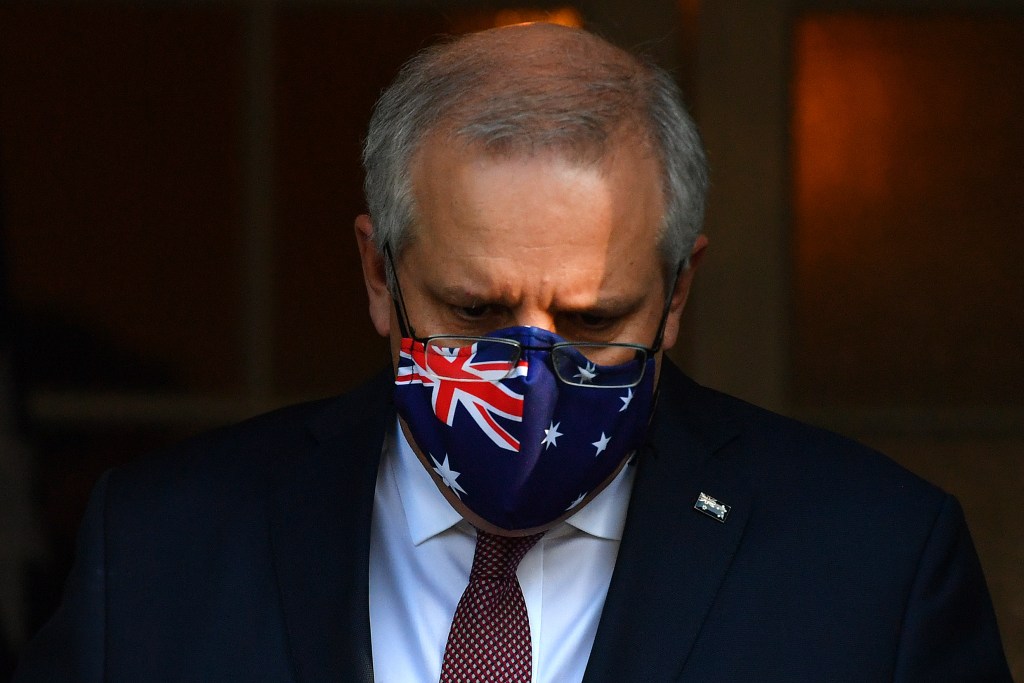 Prime Minister Scott Morrison addressing media earlier this month. Photo: Mick Tsikas / AAP