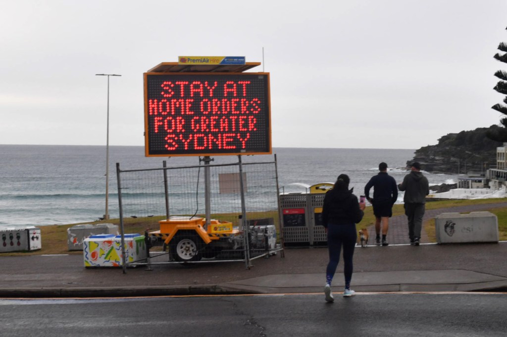 Bondi Beach under lockdown. Photo: AAP/Mick Tsikas