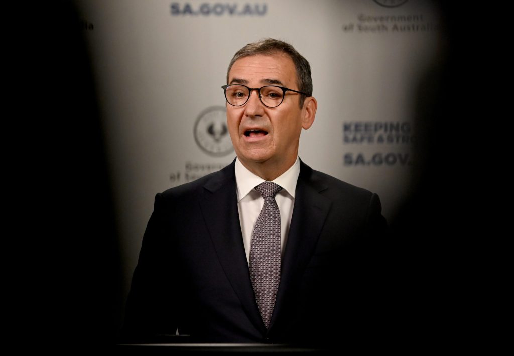 Premier Steven Marshall.
POOLPIX via NCA NewsWire. Picture: NCA NewsWire / Naomi Jellicoe