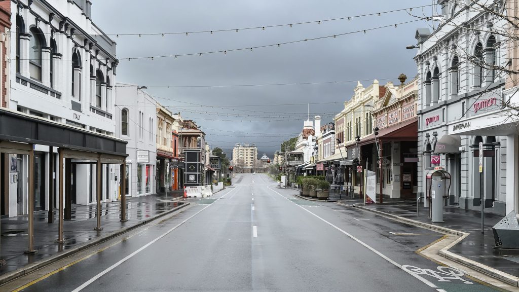 A deserted Rundle St under lockdown. Photo: Michael Errey/InDaily