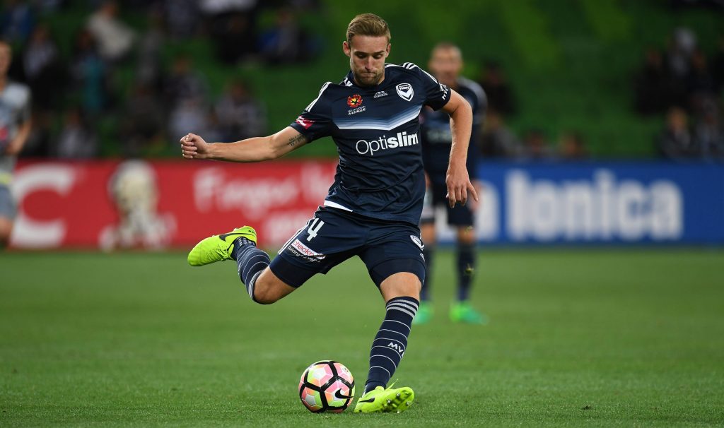 United recruit Nick Ansell playing with Melbourne Victory. Photo: AAP/Julian Smith