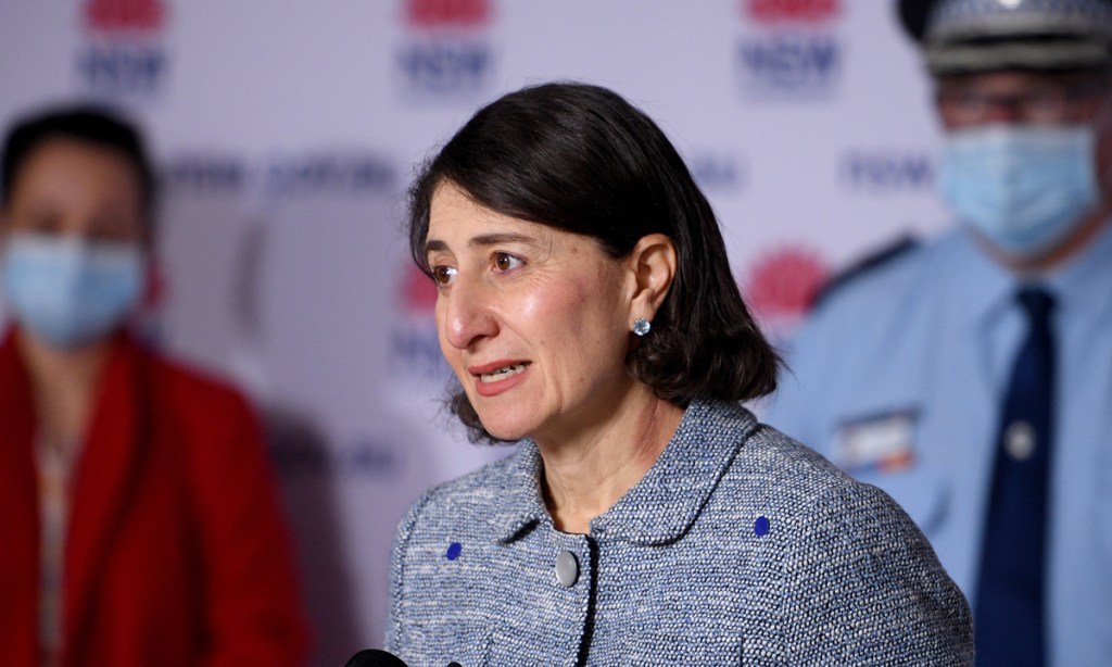 NSW Premier Gladys Berejiklian addresses media during a press conference in Sydney (AAP Image/Dan Himbrechts)