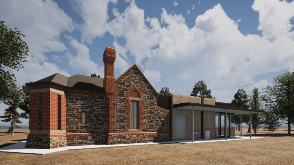 A render of the proposed extension to the rebuilt Urrbrae gatehouse. Image: Dash Architects