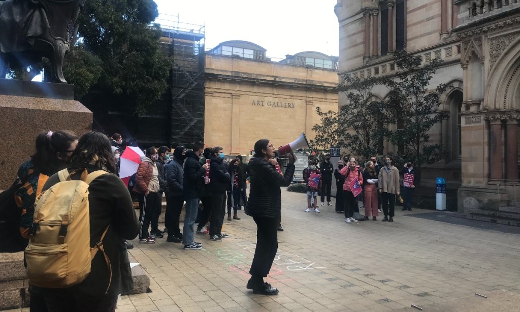 Students and staff protesting at Adelaide University yesterday. Photo: Stephanie Richards/InDaily
