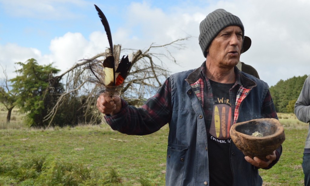 Local Doug Nicholls helps connect students to the land. Photo Roxanne Deanfield.