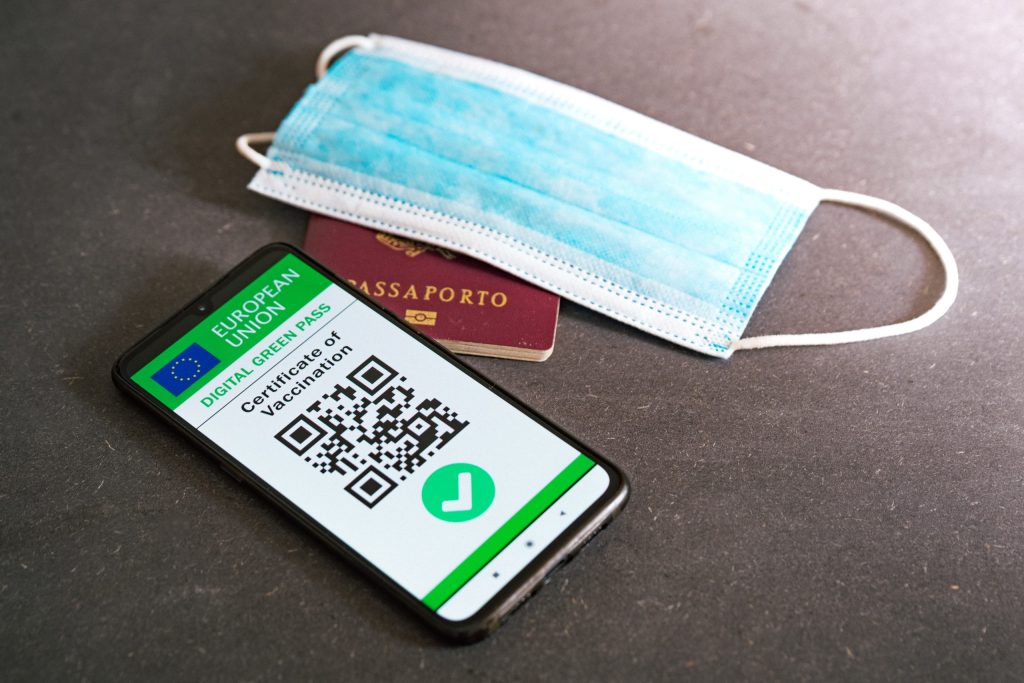 The European Union has introduced a vaccine passport, or "EU digital green certificate" for fully vaccinated travel. Photo by Davide Bonaldo/Sipa USA