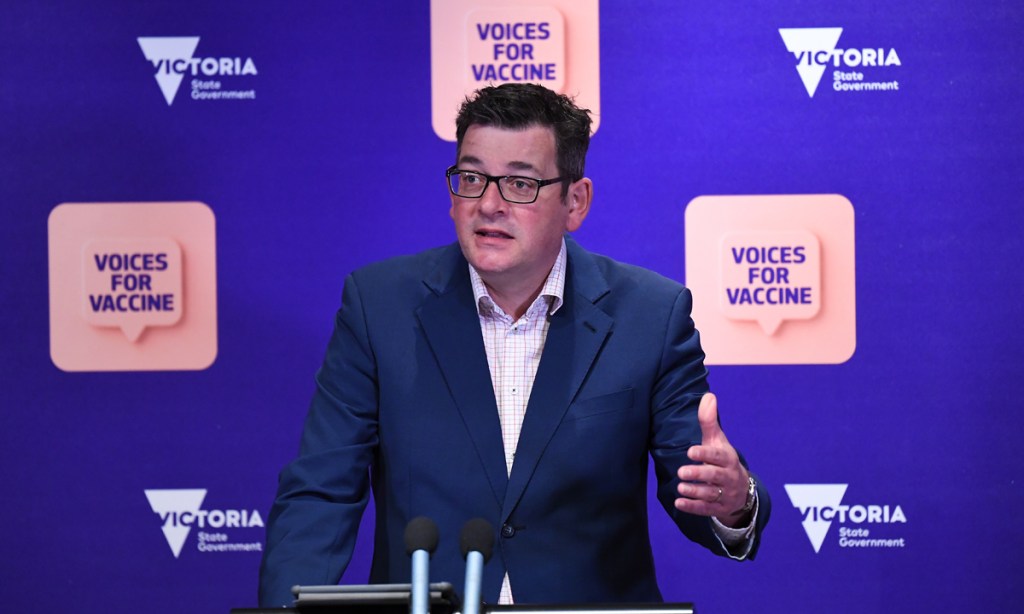 Victorian Premier Daniel Andrews today announced a record 867 new locally acquired COVID-19 cases in the state. Picture: James Ross/AAP